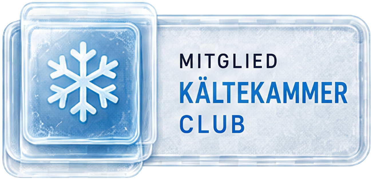 Badge Mitglied im Kältekammer Club – Variante Square Stack